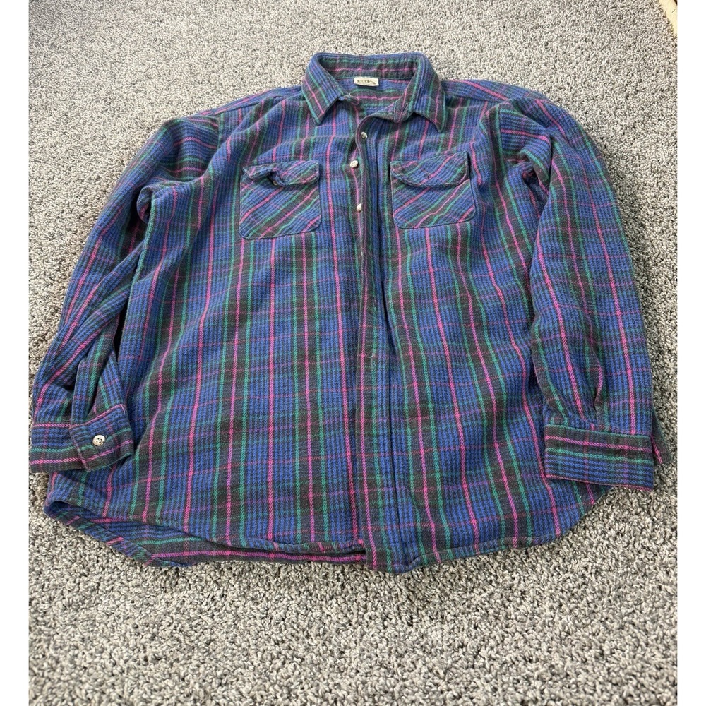Vintage Five Brother Long Sleeve Flannel Shirt Men's Size 2XL Blue